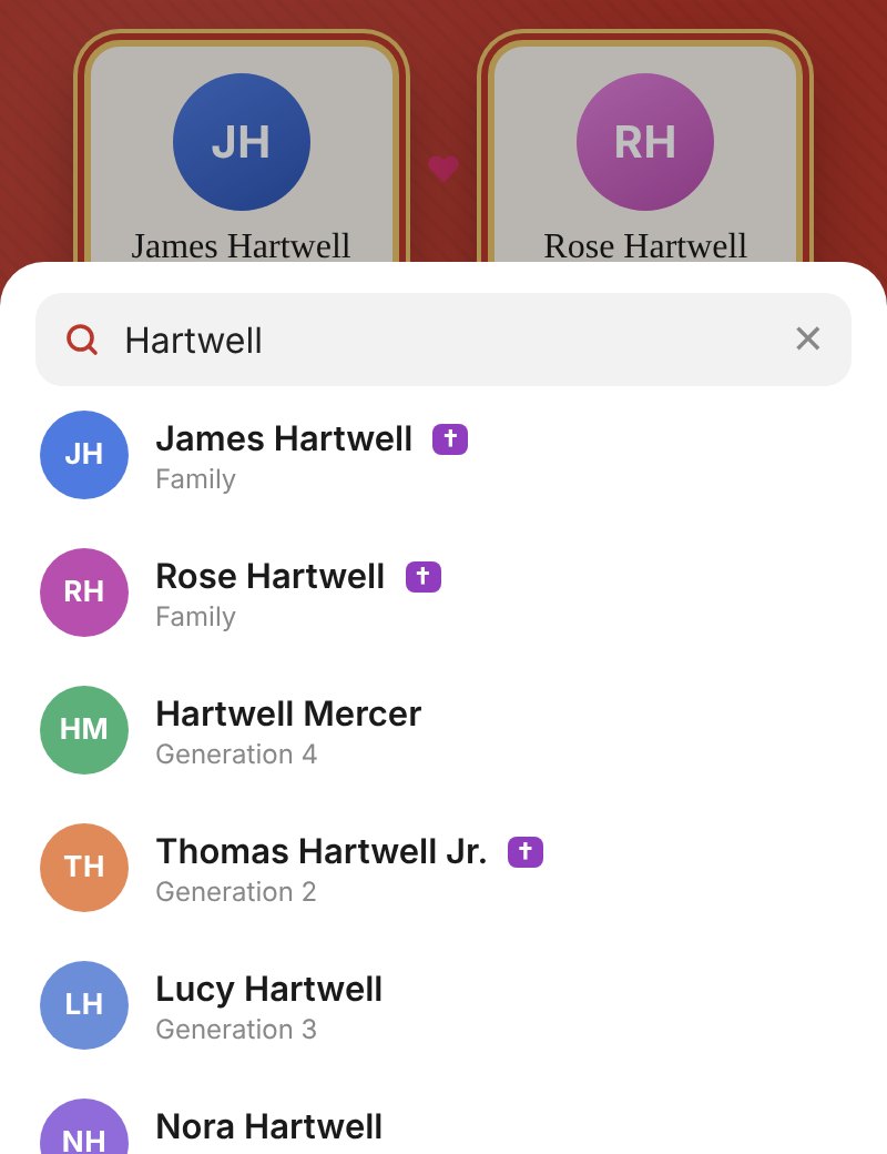 Searching the family tree by name
