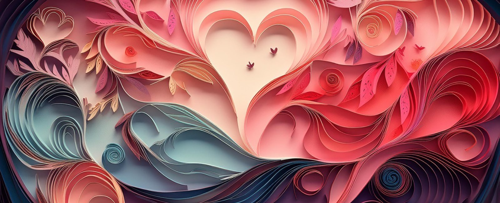 Paper-quilled heart banner