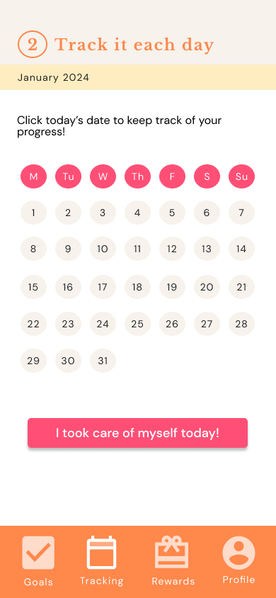 Daily tracking screen